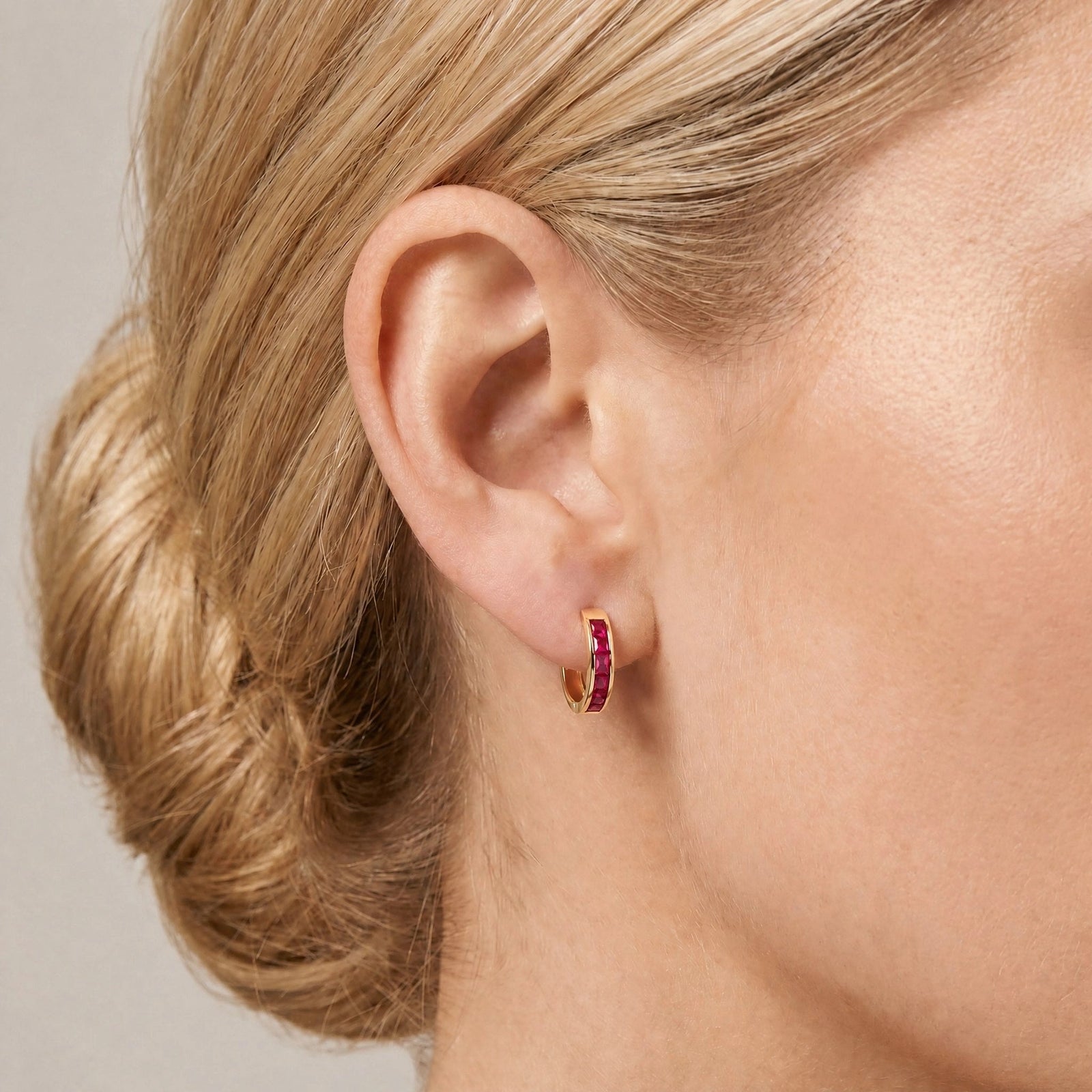 Yellow Gold Huggie Earrings Diamond 10K — Drusilla