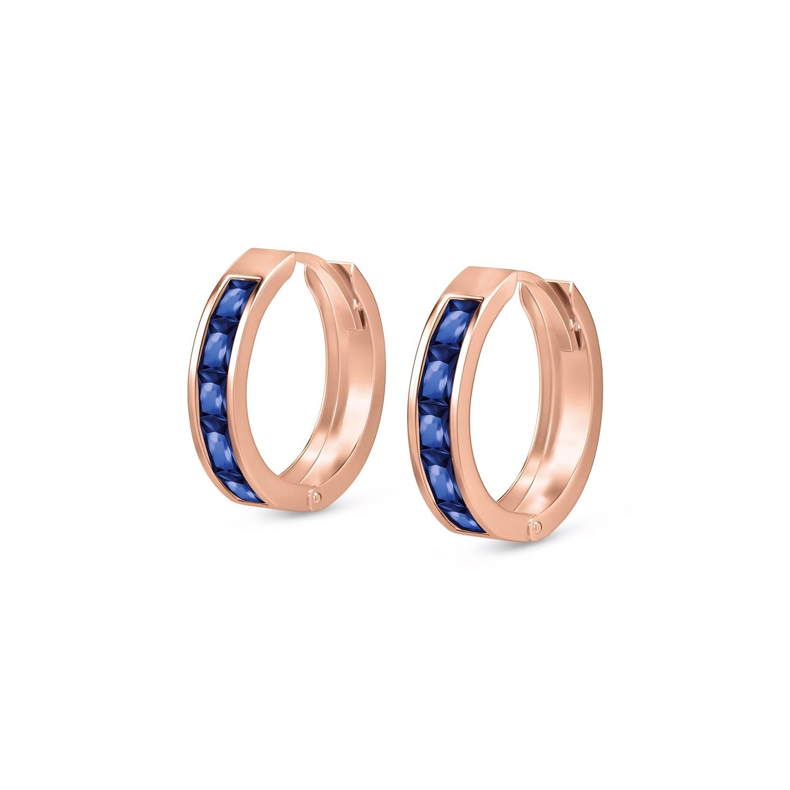 Rose Gold Huggie Earrings Emerald 10K — Drusilla