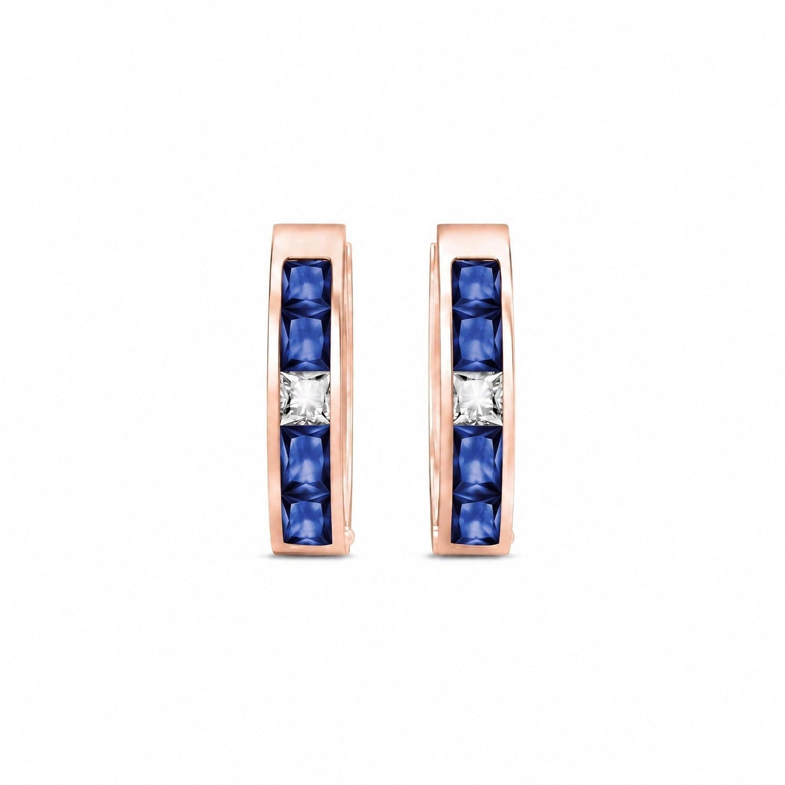Rose Gold Huggie Earrings Emerald 10K — Drusilla