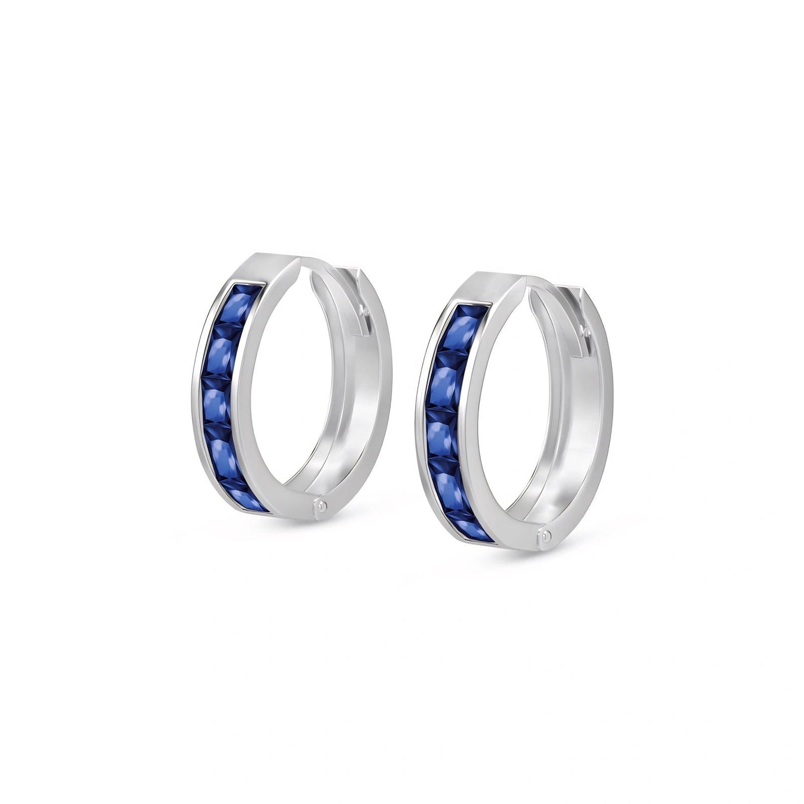 White Gold Huggie Earrings Emerald 10K — Drusilla