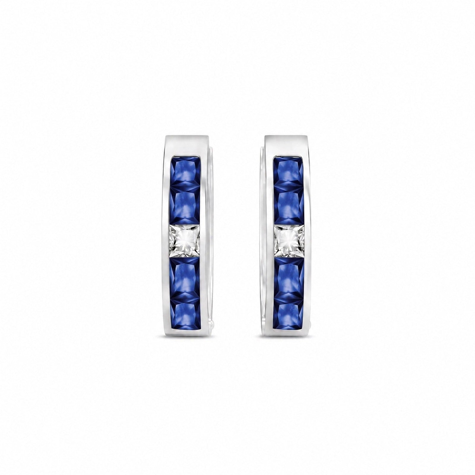 White Gold Huggie Earrings Emerald 10K — Drusilla