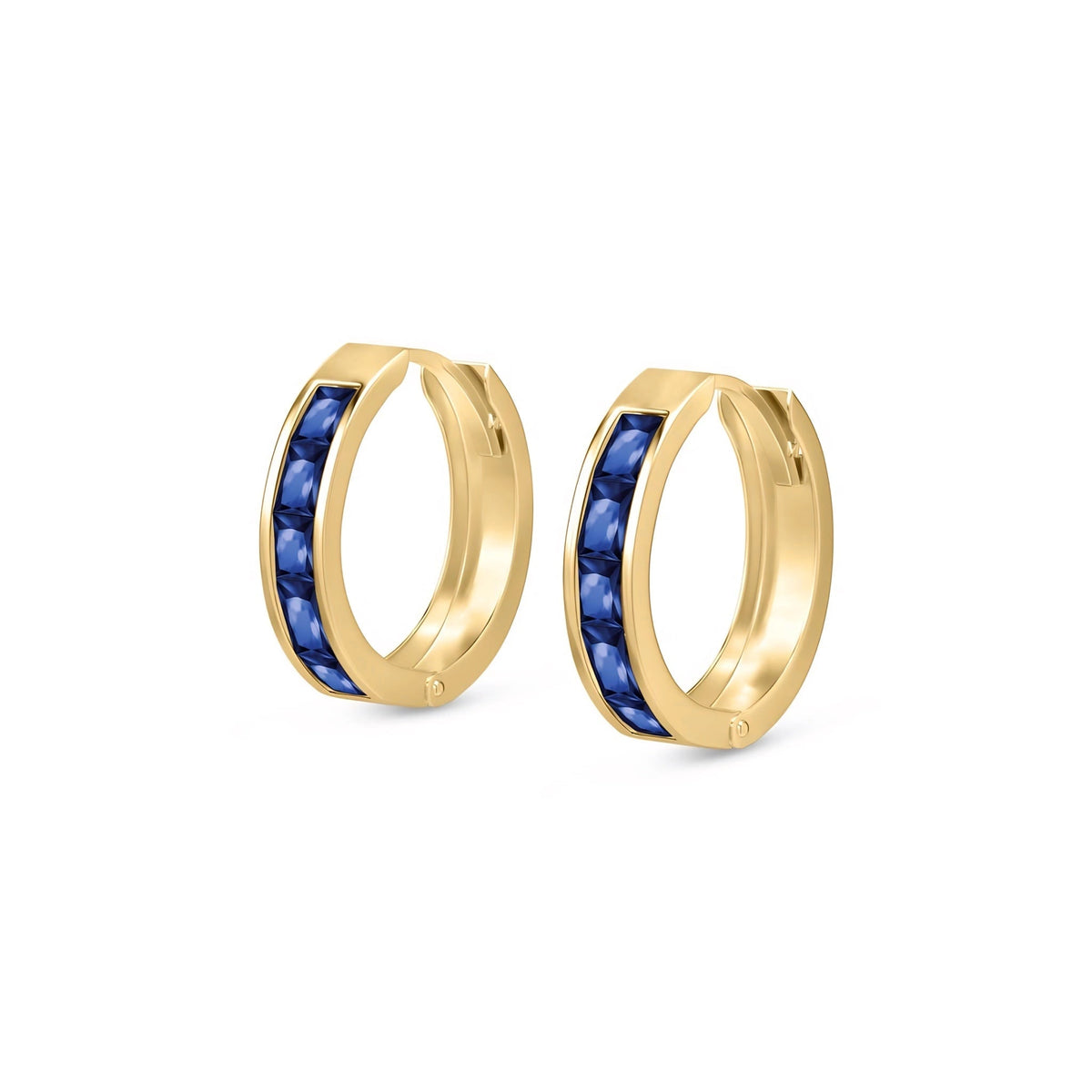 Yellow Gold Huggie Earrings Emerald 10K — Drusilla