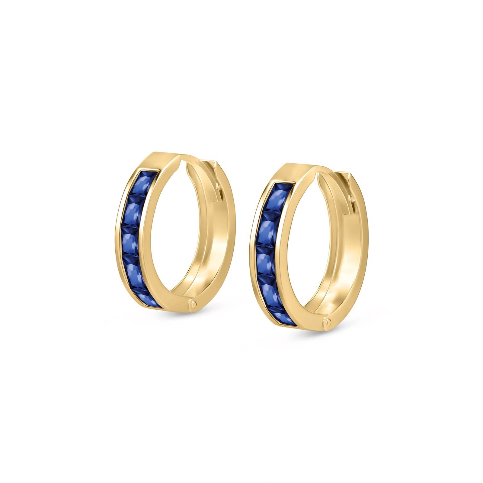 Yellow Gold Huggie Earrings Emerald 10K — Drusilla