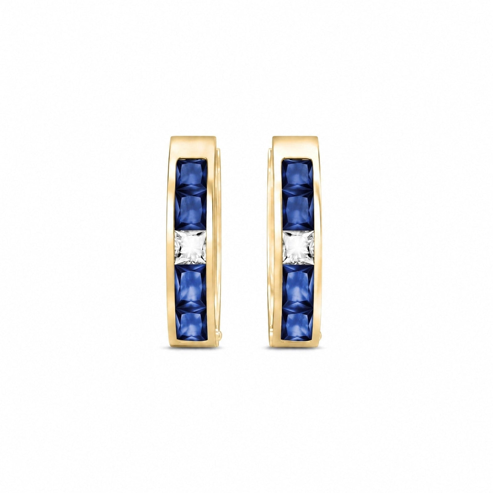 Yellow Gold Huggie Earrings Emerald 10K — Drusilla