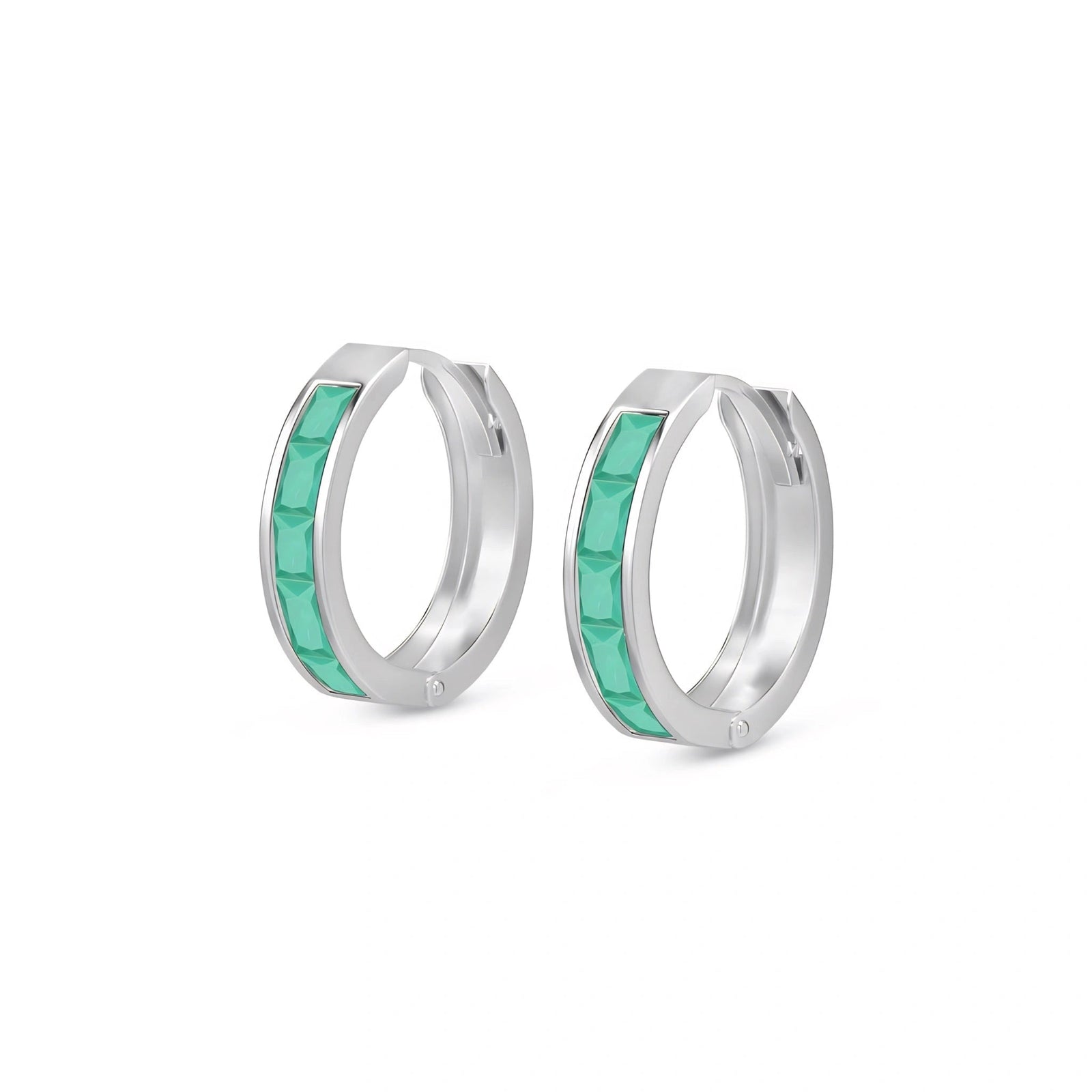 White Gold Huggie Earrings Garnet 10K — Drusilla