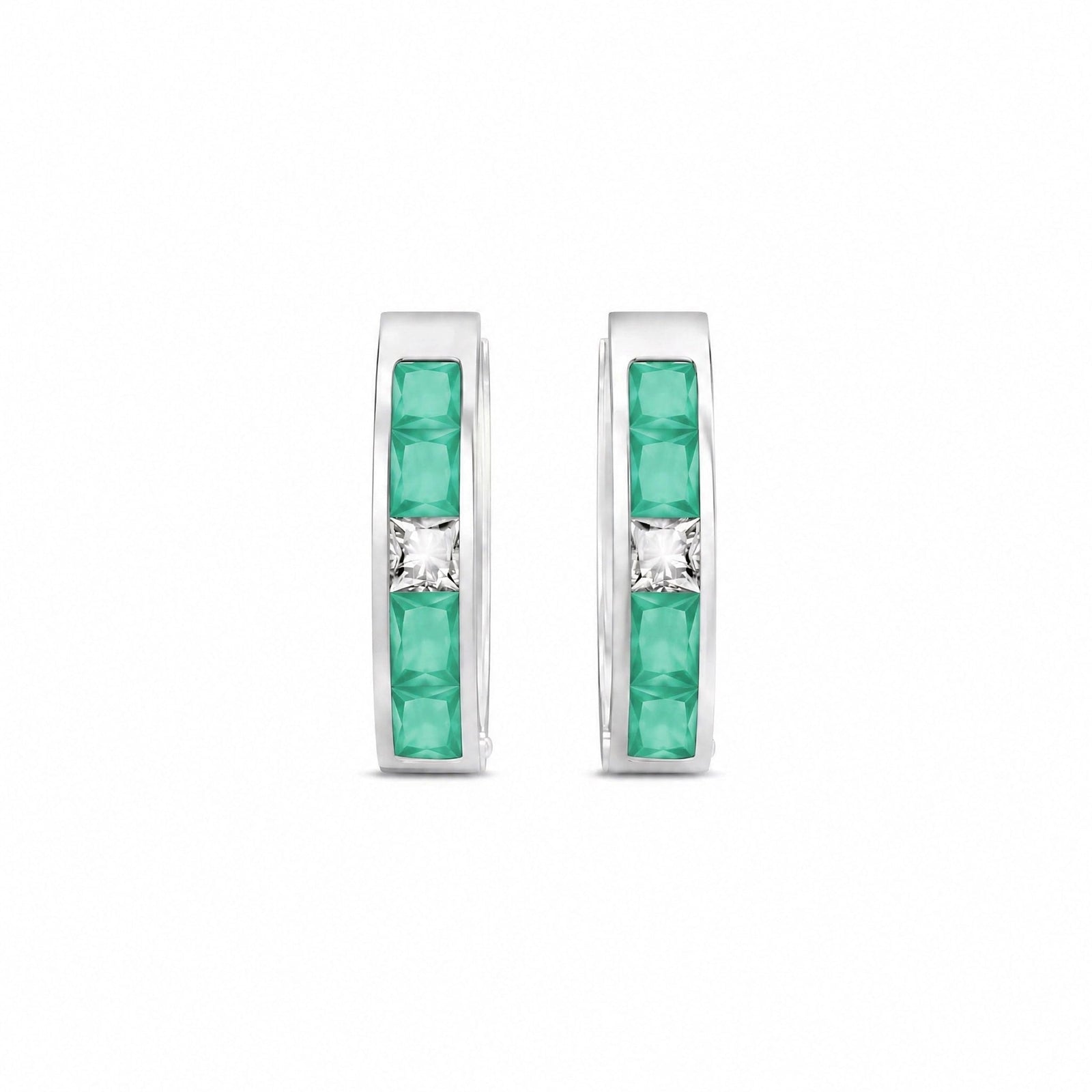 White Gold Huggie Earrings Garnet 10K — Drusilla
