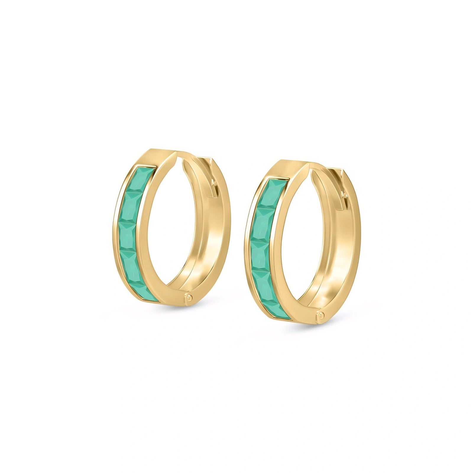 Yellow Gold Huggie Earrings Garnet 10K — Drusilla