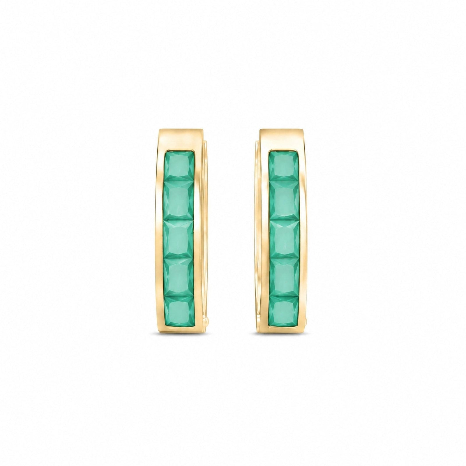 Yellow Gold Huggie Earrings Garnet 10K — Drusilla