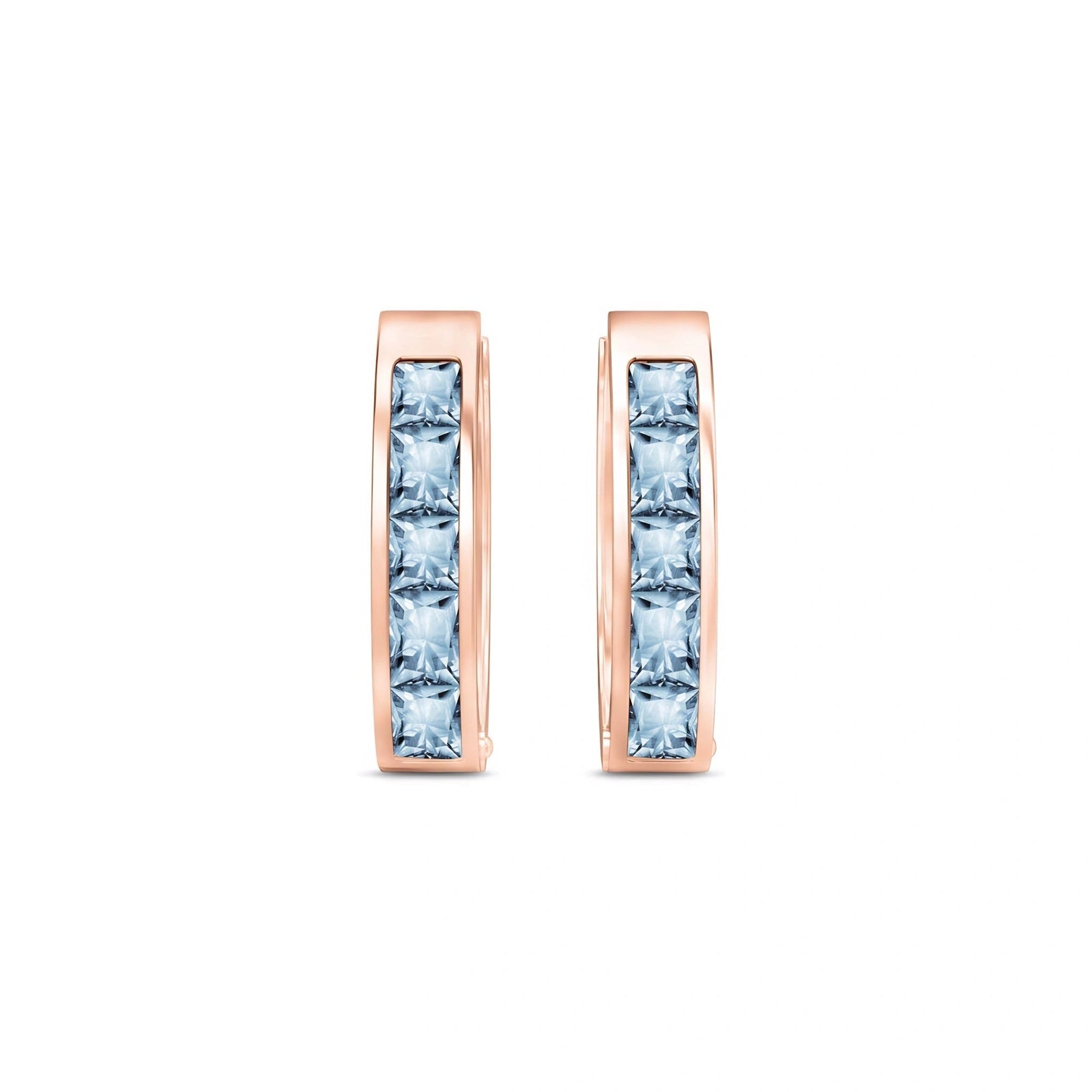 Rose Gold Huggie Earrings Green Sapphire 10K — Drusilla