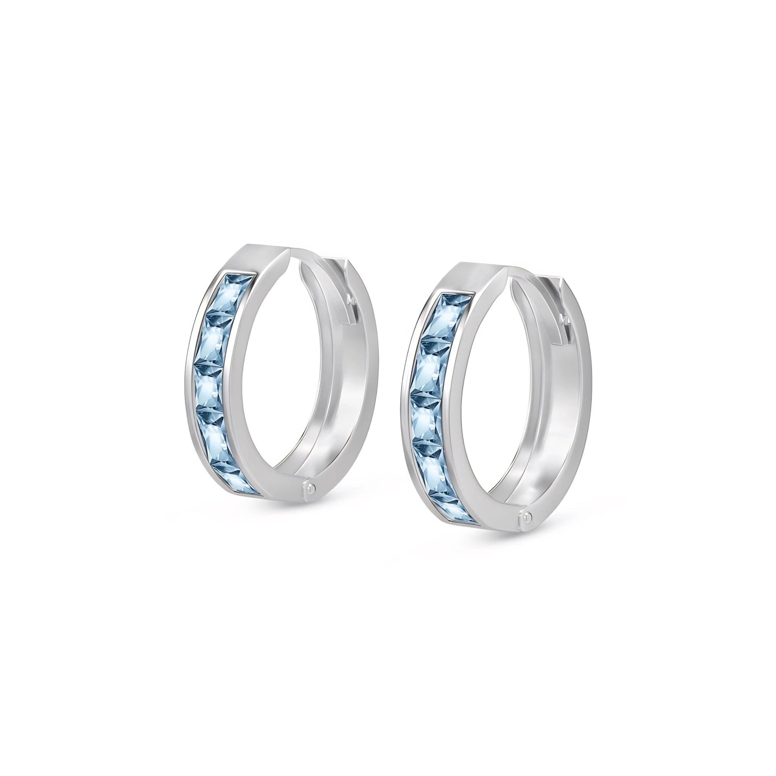 White Gold Huggie Earrings Green Sapphire 10K — Drusilla