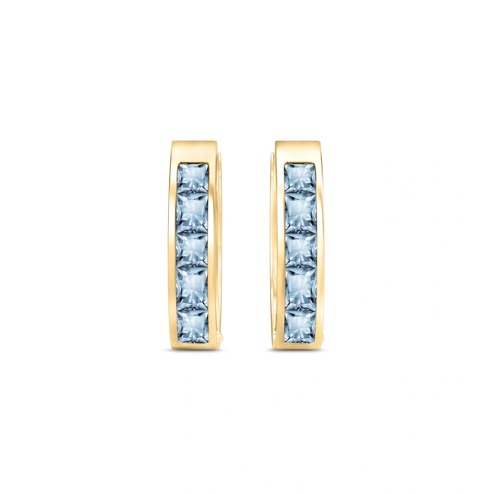 Yellow Gold Huggie Earrings Green Sapphire 10K — Drusilla
