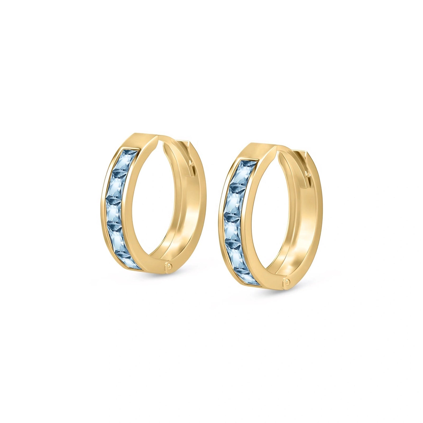 Yellow Gold Huggie Earrings Green Sapphire 10K — Drusilla