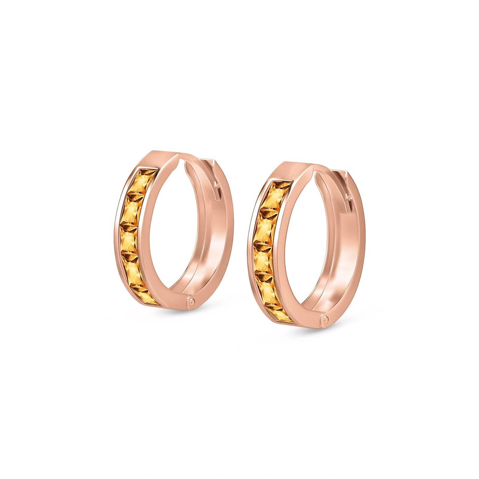 Rose Gold Huggie Earrings Multi-Gemstone 10K — Drusilla