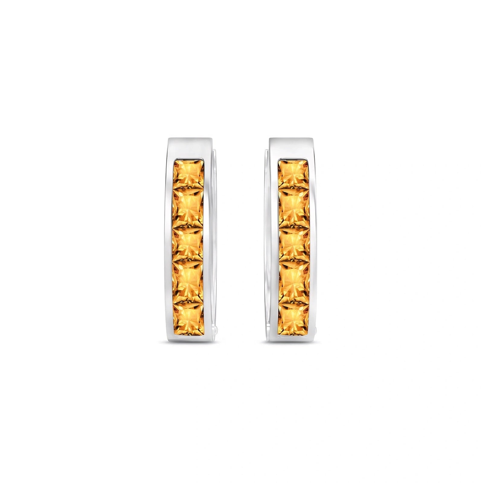 White Gold Huggie Earrings Multi-Gemstone 10K — Drusilla