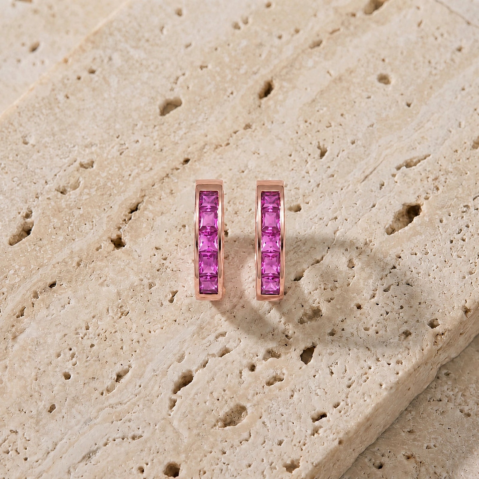 Rose Gold Huggie Earrings Peridot 10K — Drusilla