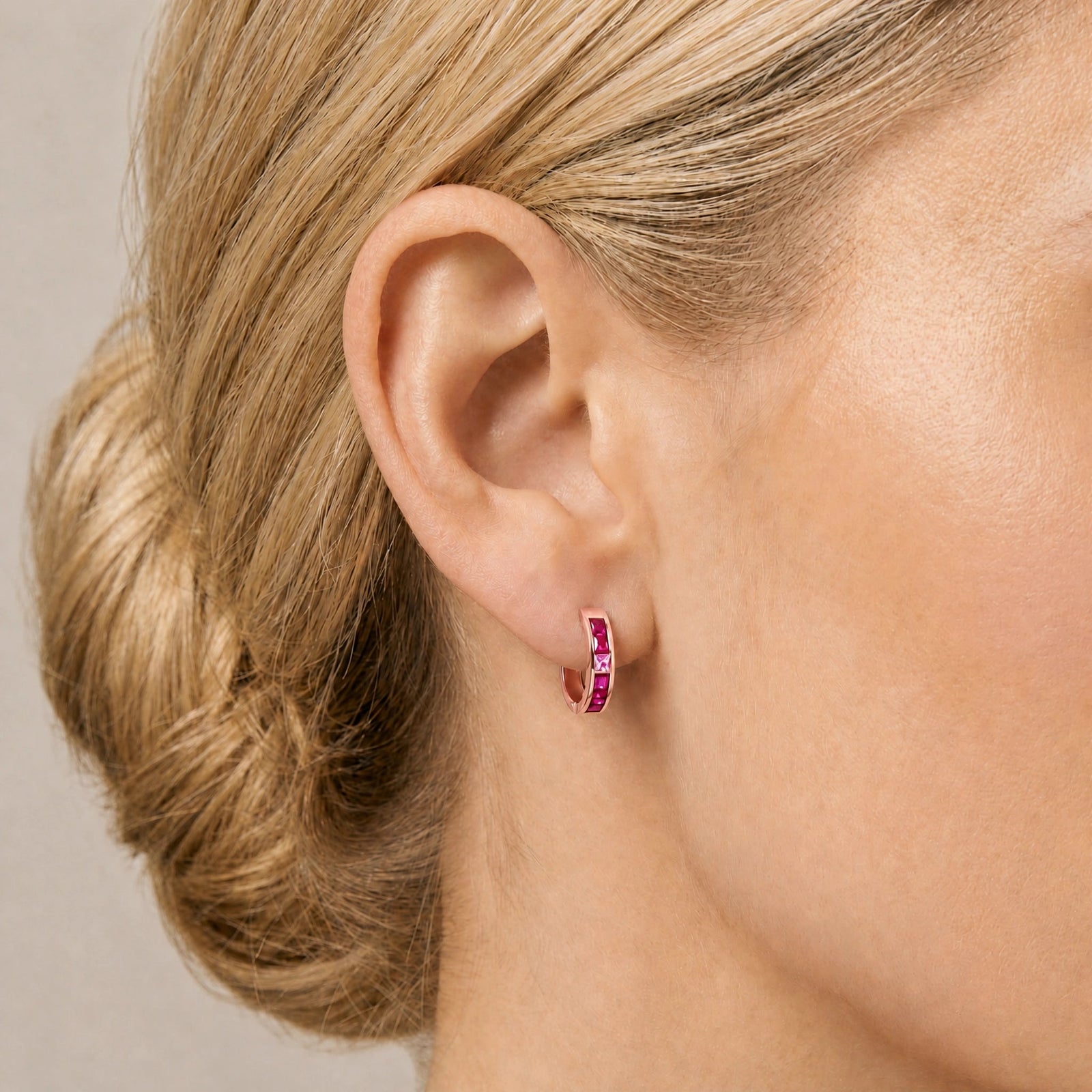 Rose Gold Huggie Earrings Peridot 10K — Drusilla