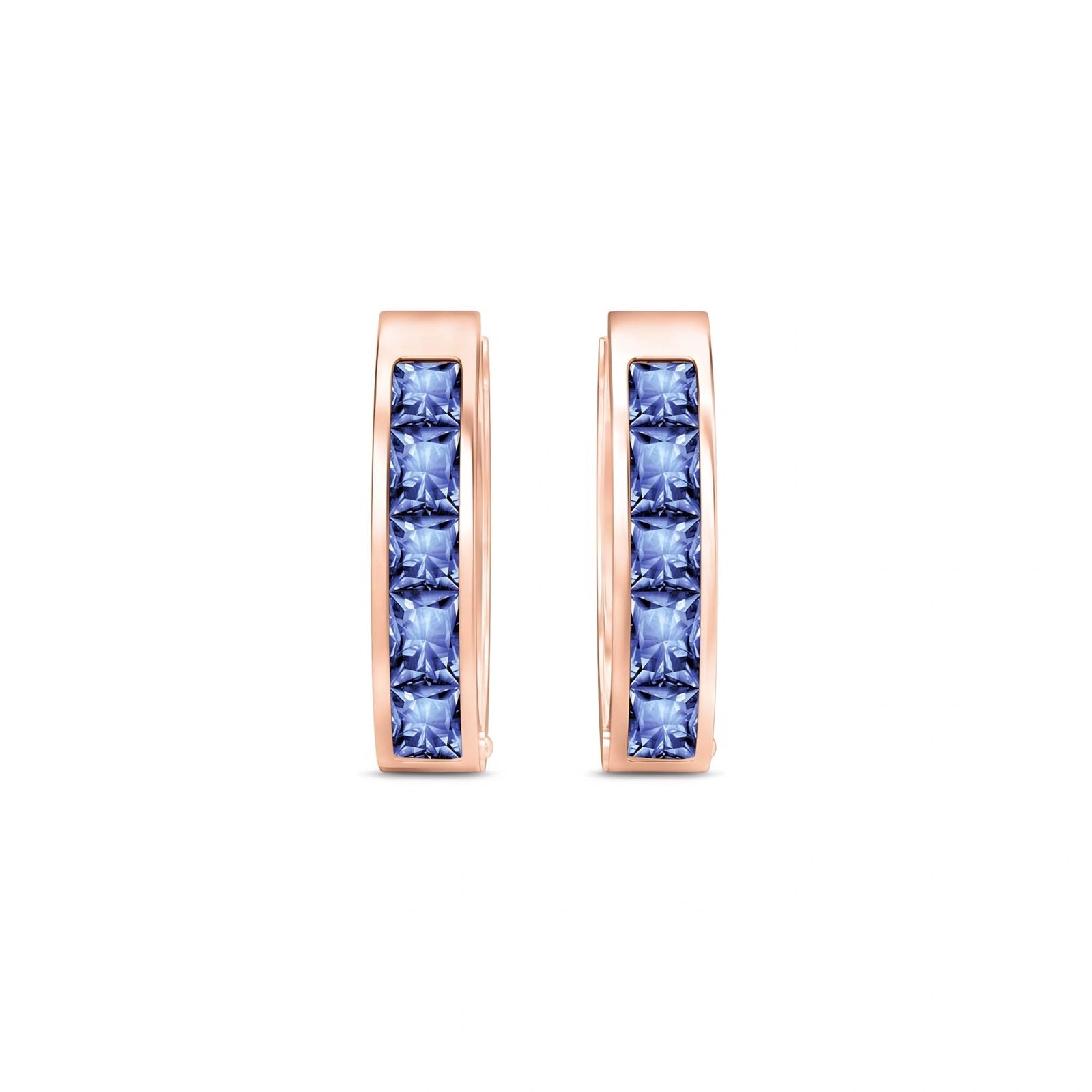 Rose Gold Huggie Earrings Pink Sapphire 10K — Drusilla