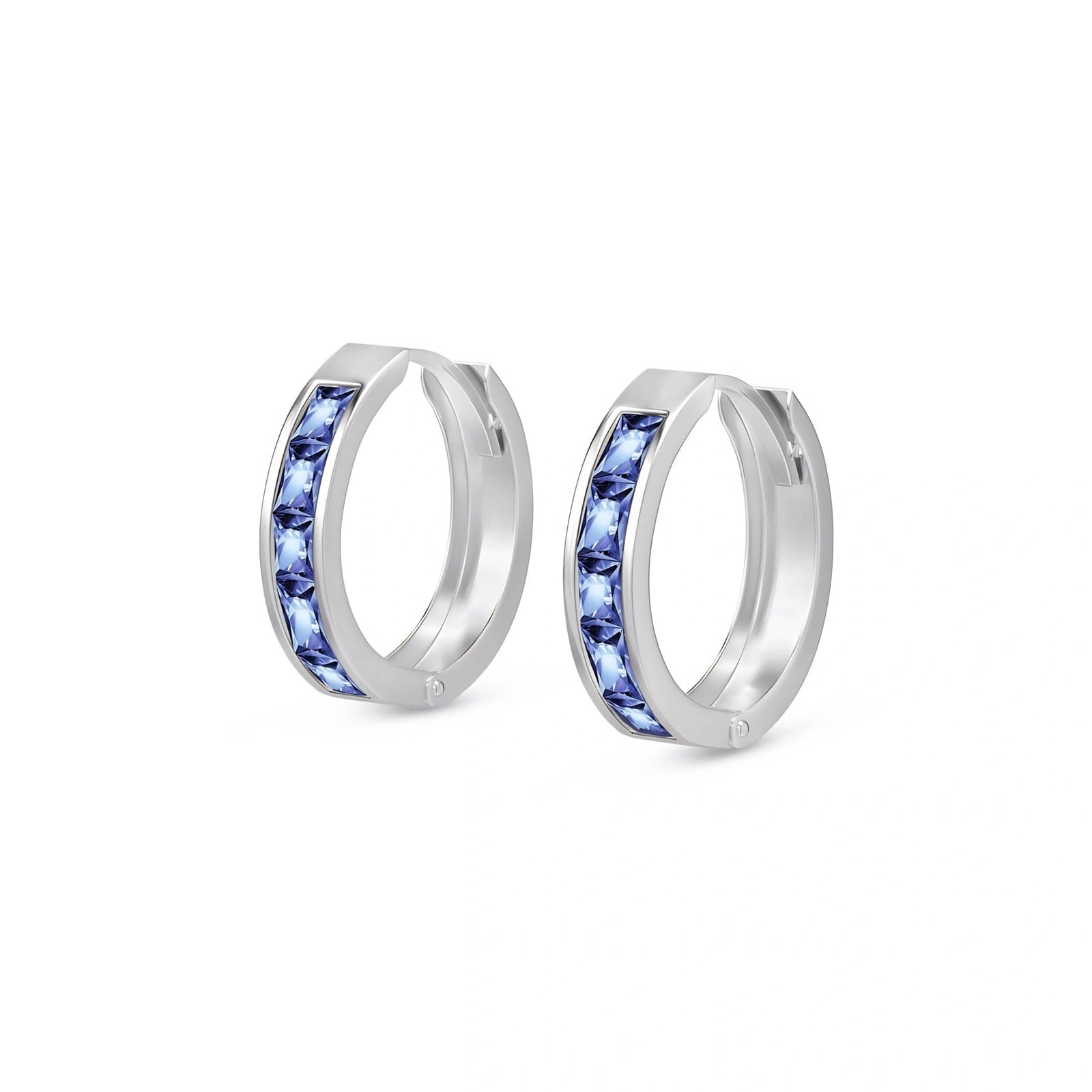 White Gold Huggie Earrings Pink Sapphire 10K — Drusilla