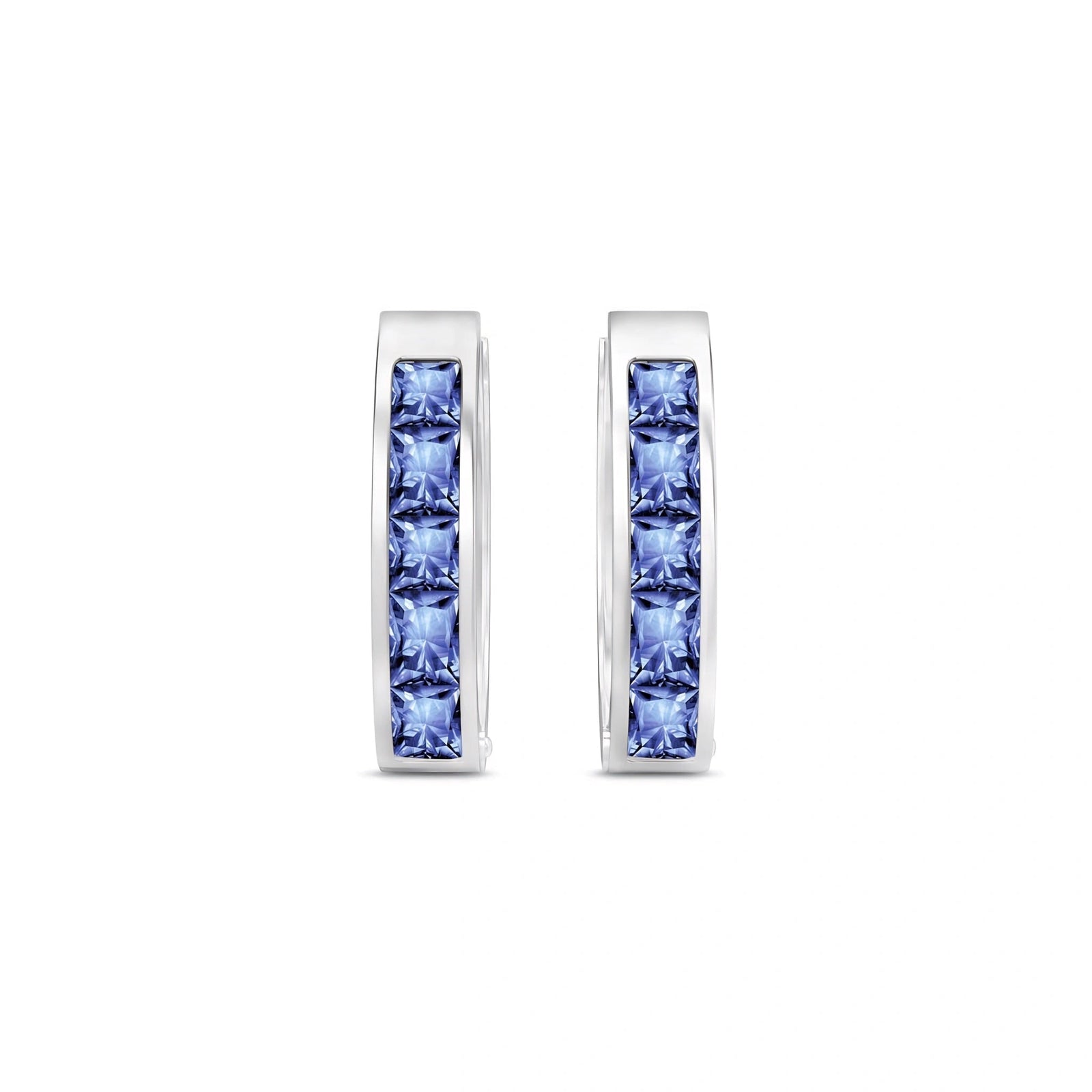 White Gold Huggie Earrings Pink Sapphire 10K — Drusilla
