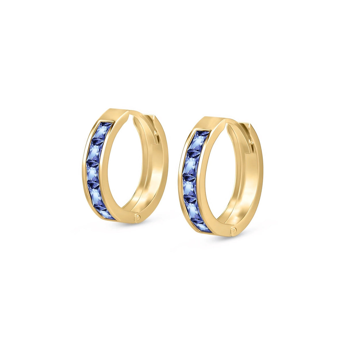 Yellow Gold Huggie Earrings Pink Sapphire 10K — Drusilla