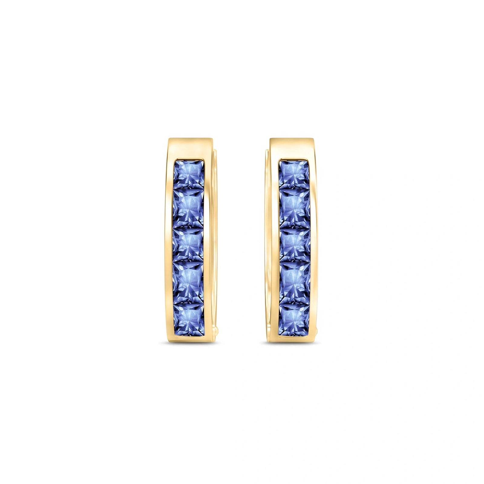 Yellow Gold Huggie Earrings Pink Sapphire 10K — Drusilla