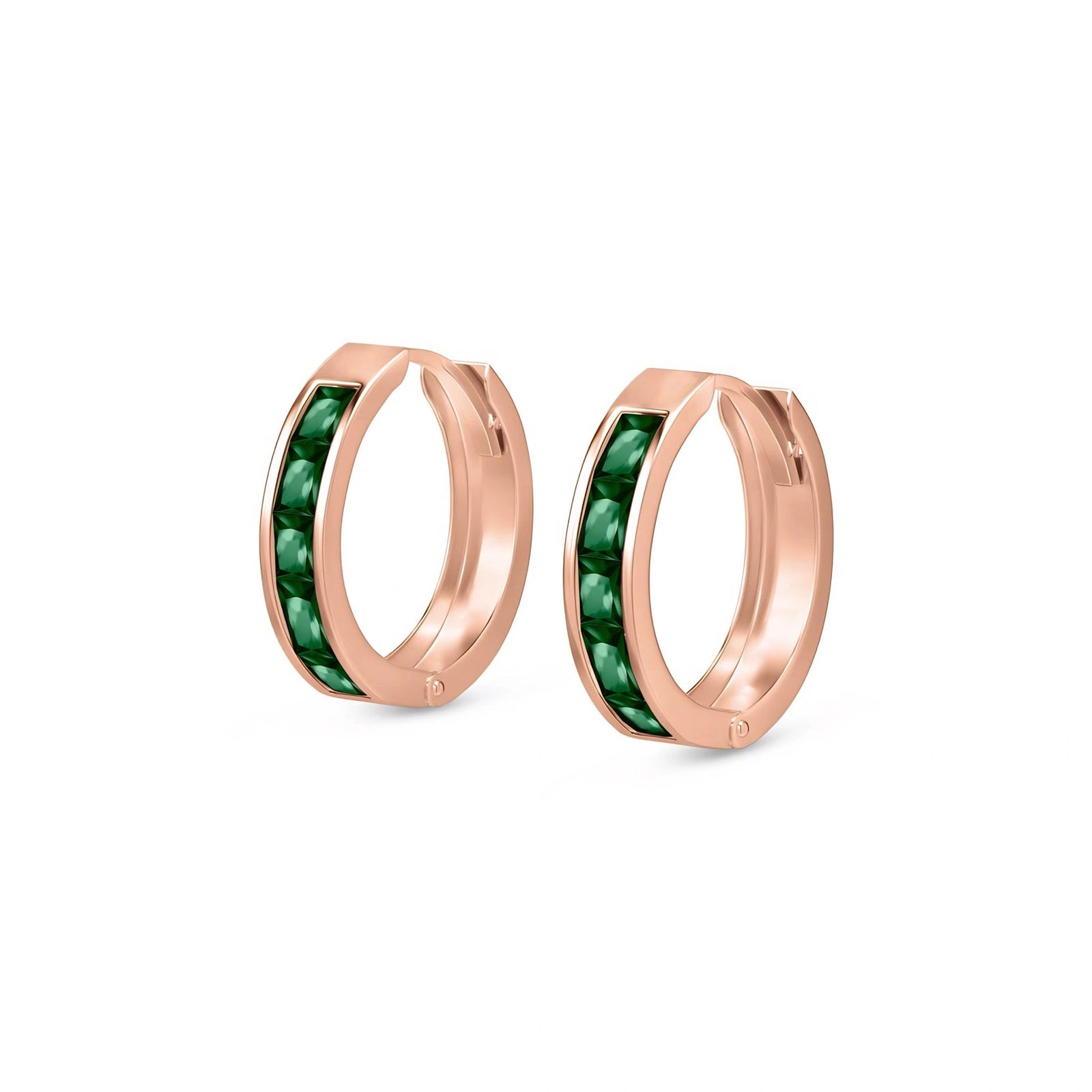 Rose Gold Huggie Earrings Ruby 10K — Drusilla
