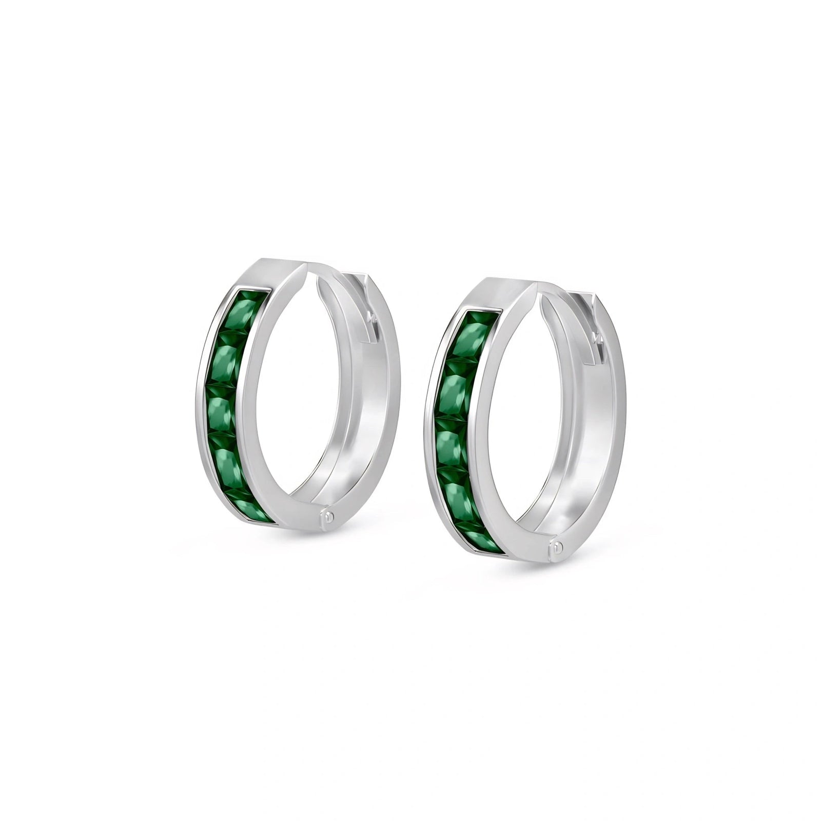 White Gold Huggie Earrings Ruby 10K — Drusilla