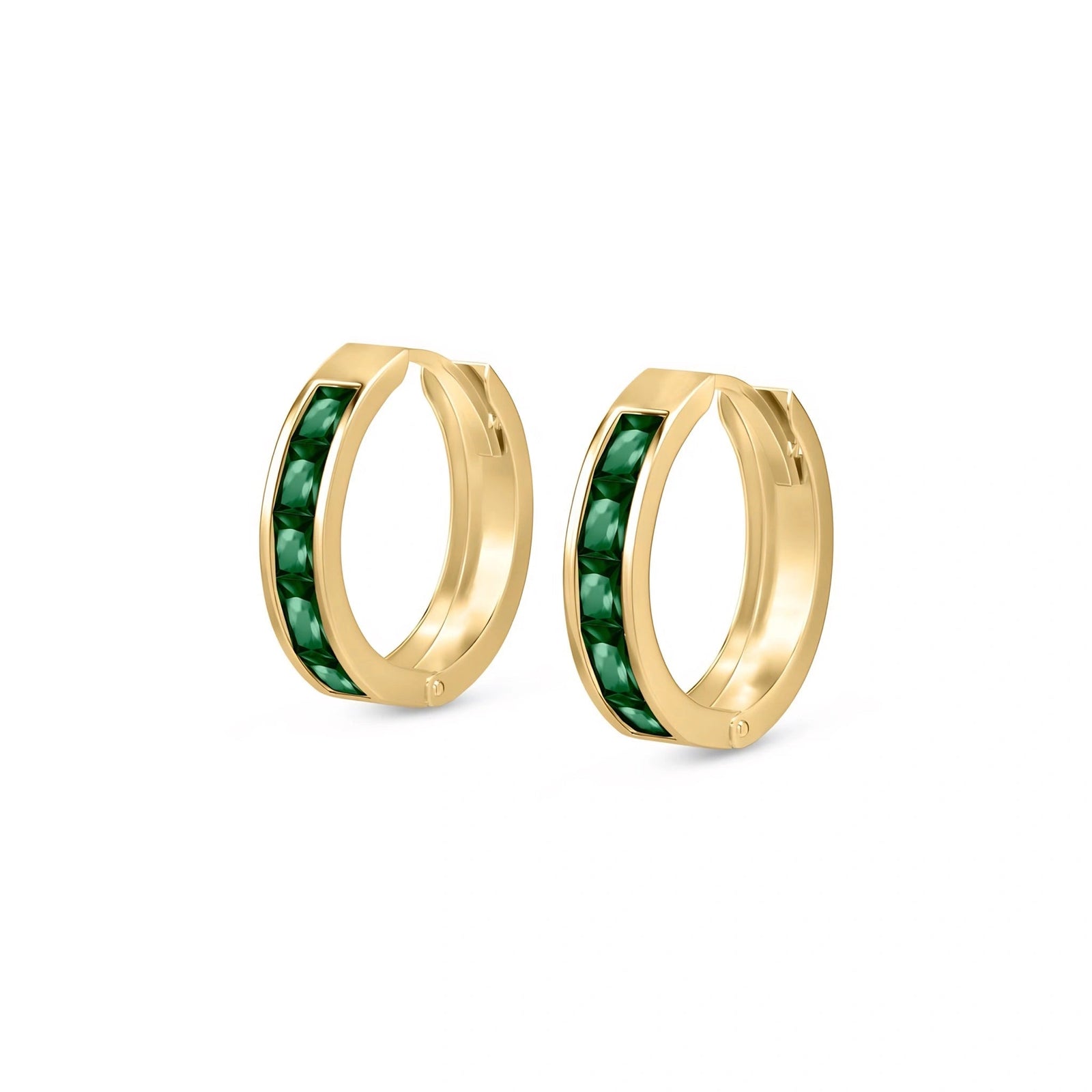 Yellow Gold Huggie Earrings Ruby 10K — Drusilla