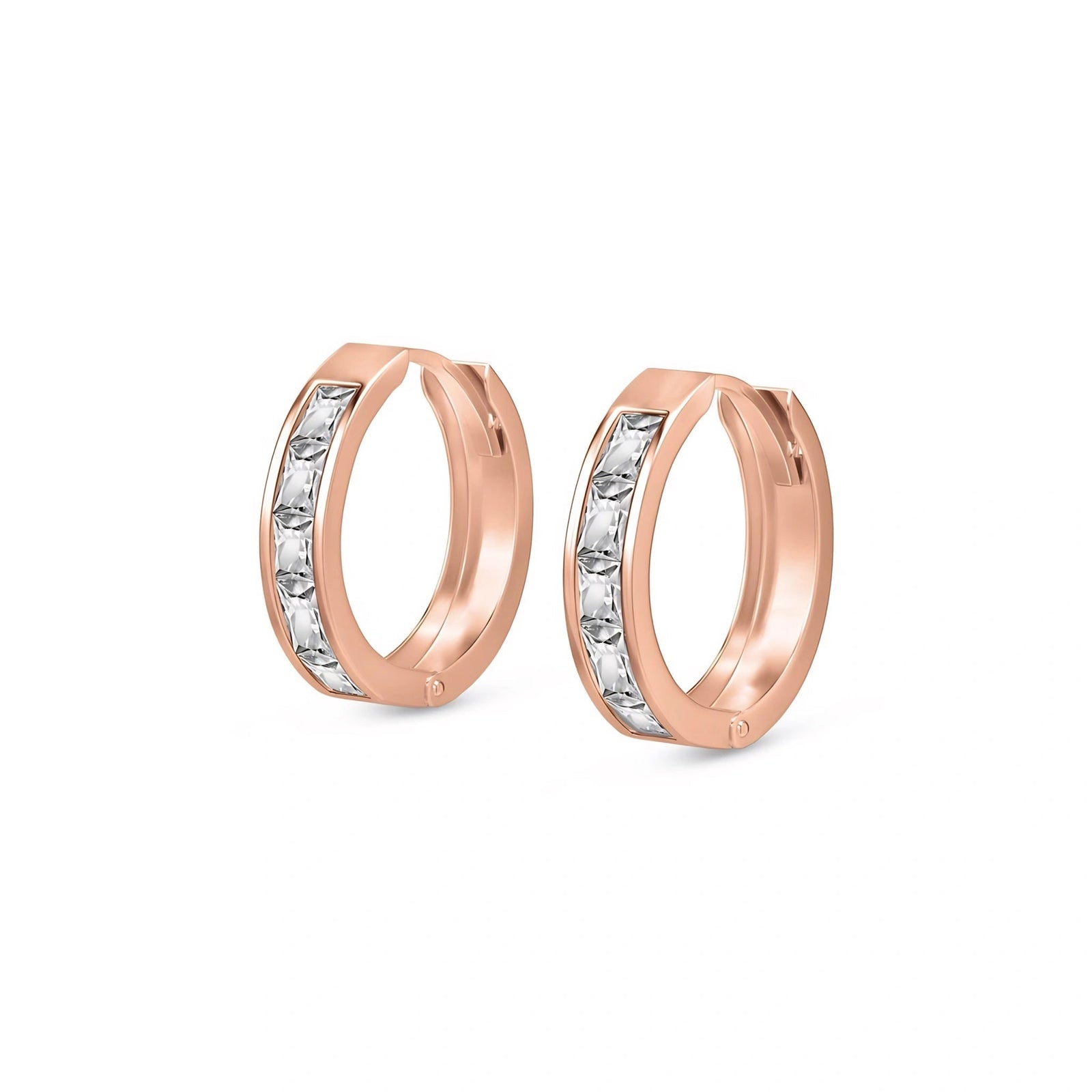 Rose Gold Huggie Earrings Sapphire 10K — Drusilla
