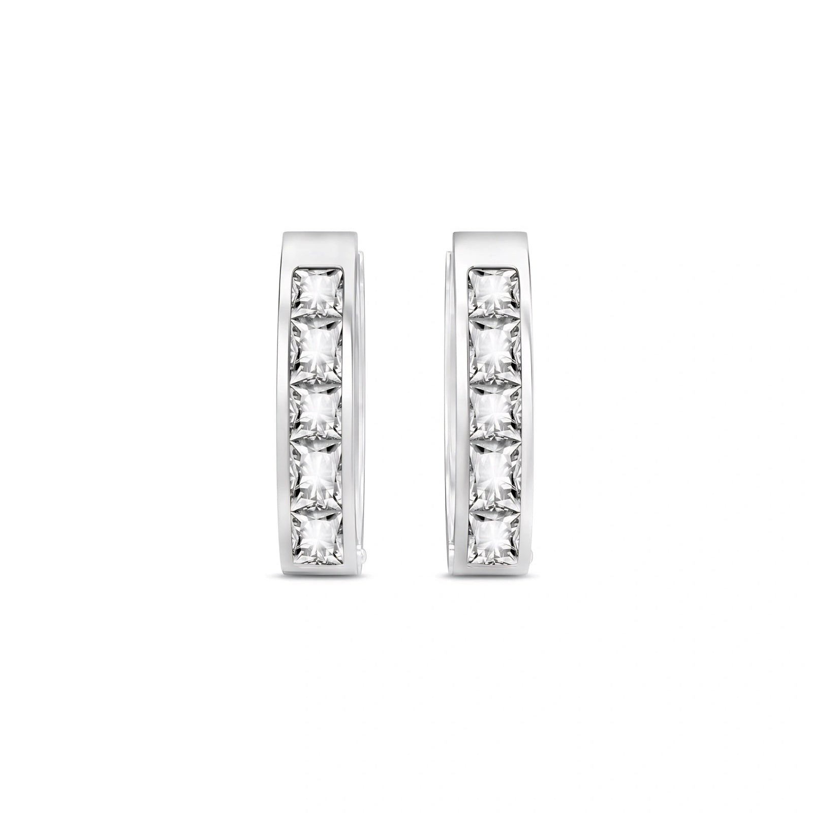 White Gold Huggie Earrings Sapphire 10K — Drusilla