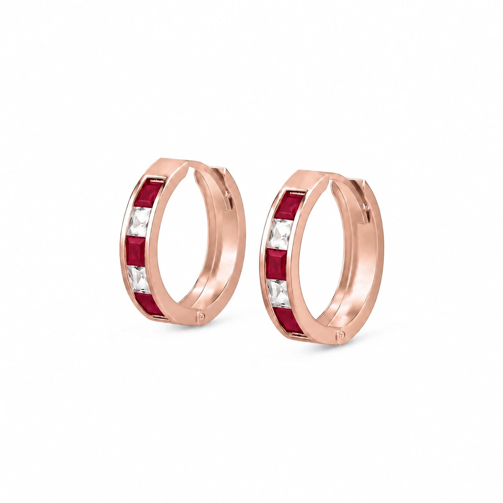 Rose Gold Huggie Earrings Tanzanite 10K — Drusilla