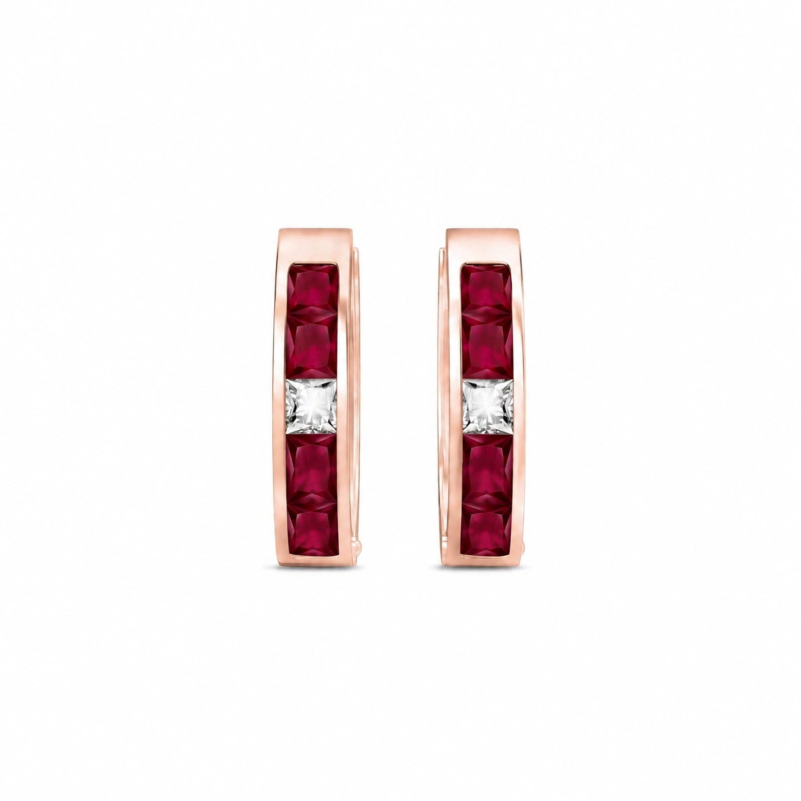 Rose Gold Huggie Earrings Tanzanite 10K — Drusilla