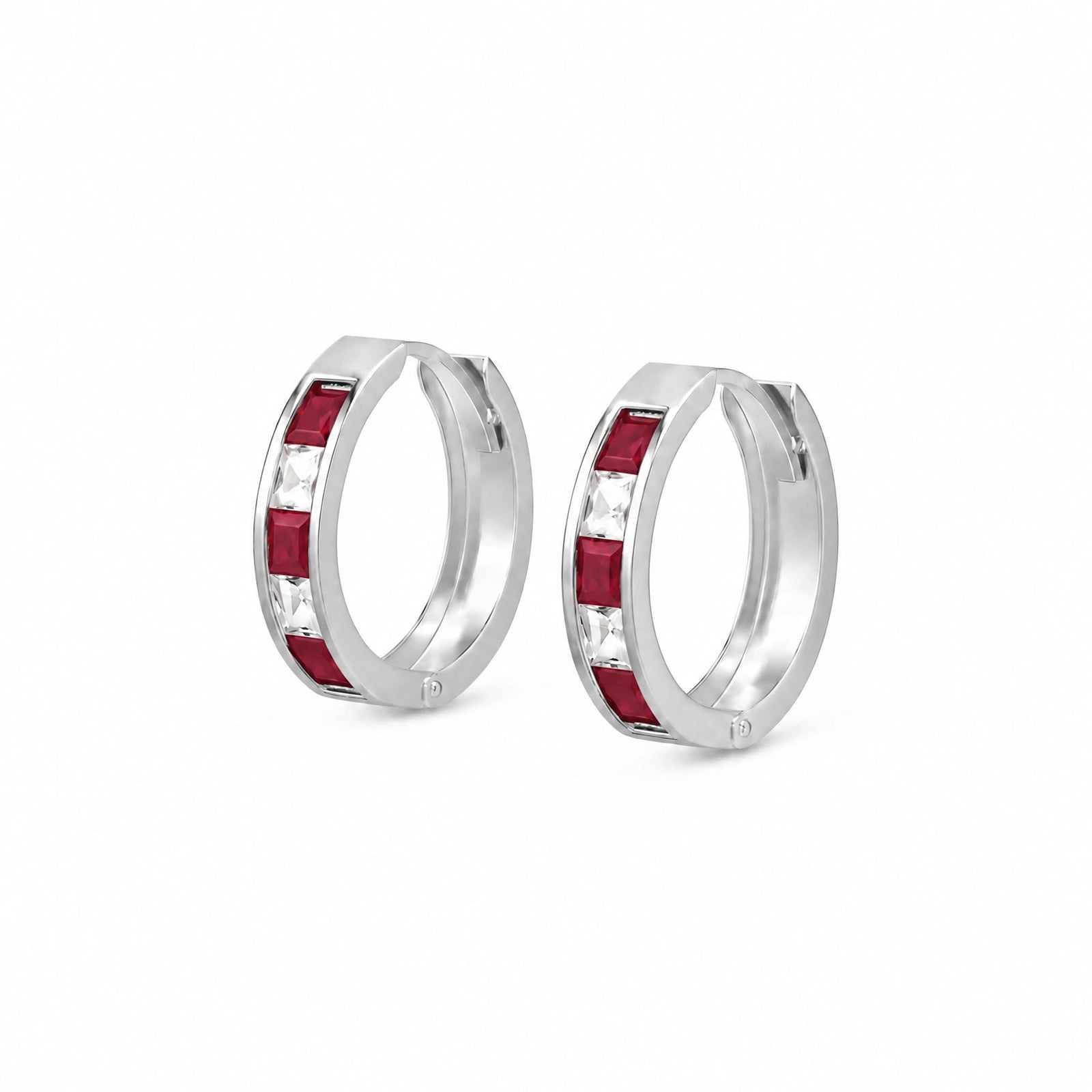 White Gold Huggie Earrings Tanzanite 10K — Drusilla