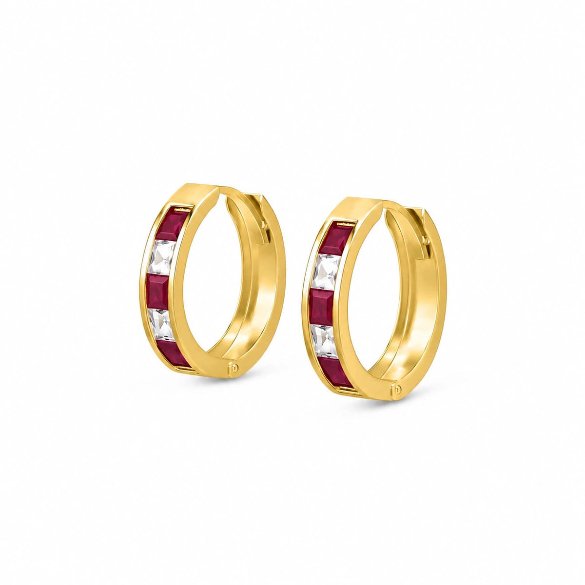 Yellow Gold Huggie Earrings Tanzanite 10K — Drusilla
