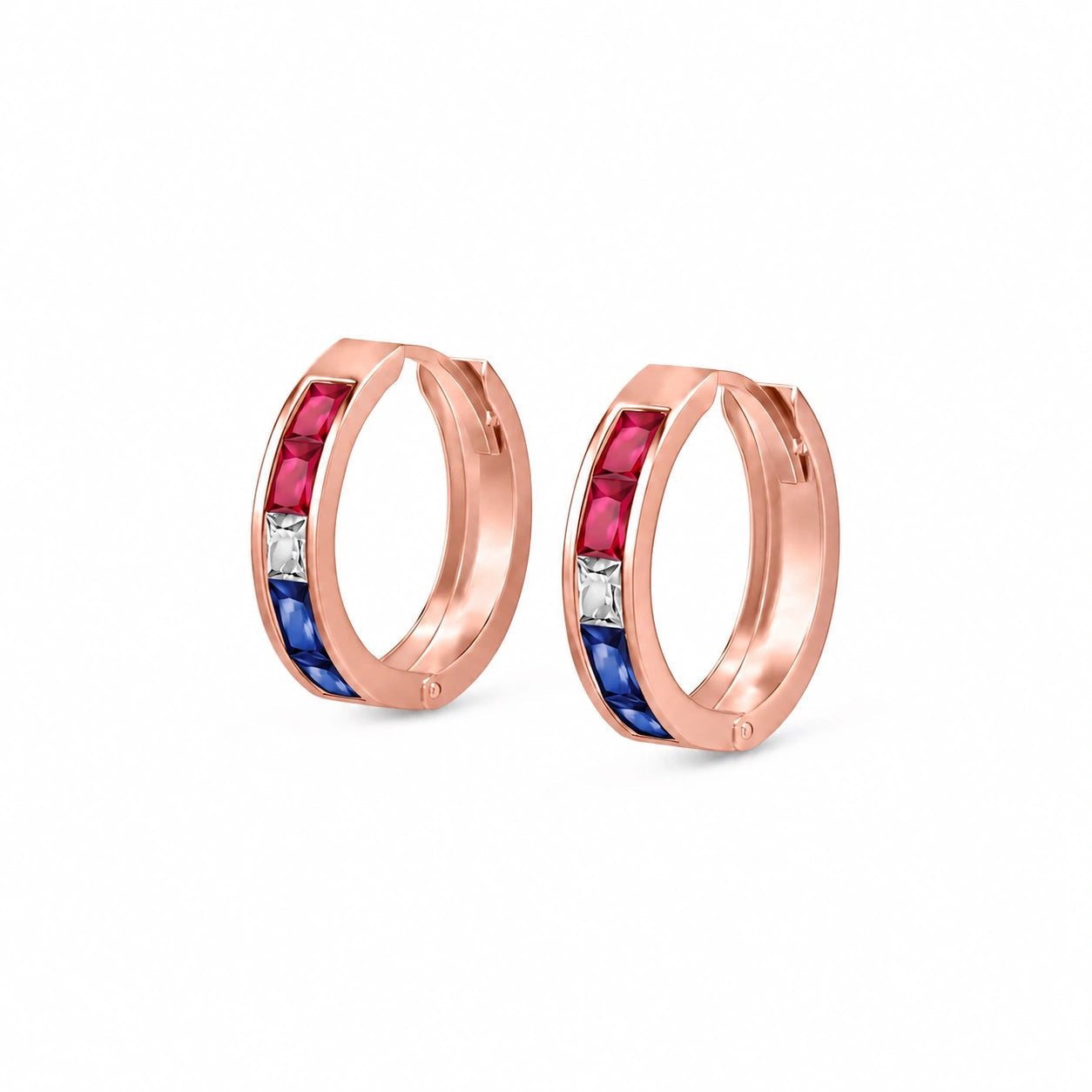 Rose Gold Huggie Earrings White Topaz 10K — Drusilla