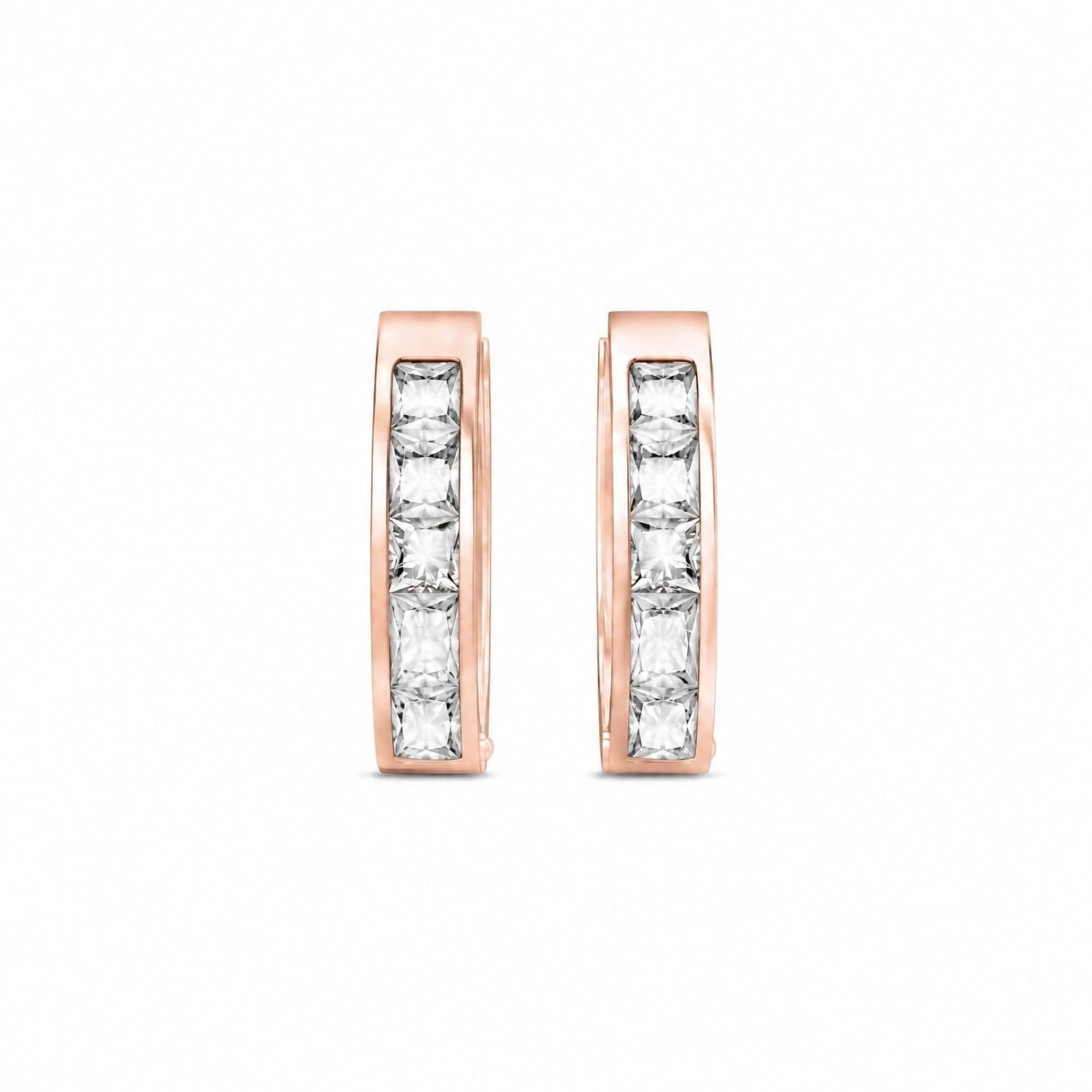 Rose Gold Huggie Earrings White Topaz 10K — Drusilla