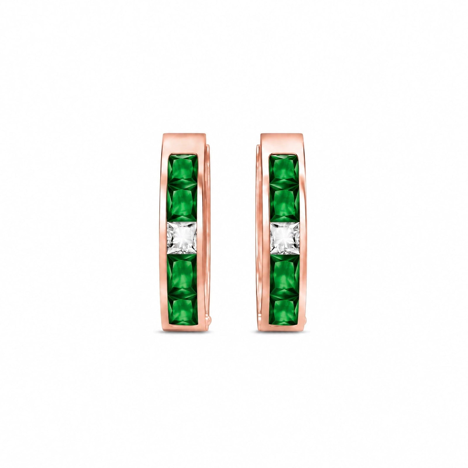 Rose Gold Huggie Earrings White Topaz 10K — Drusilla