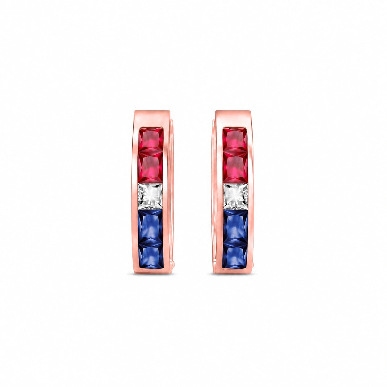 Rose Gold Huggie Earrings White Topaz 10K — Drusilla