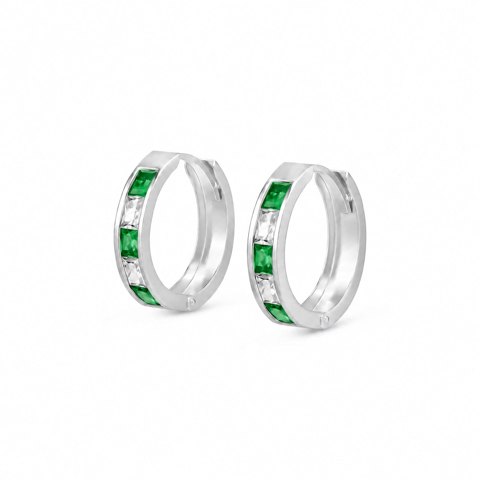 White Gold Huggie Earrings White Topaz 10K — Drusilla