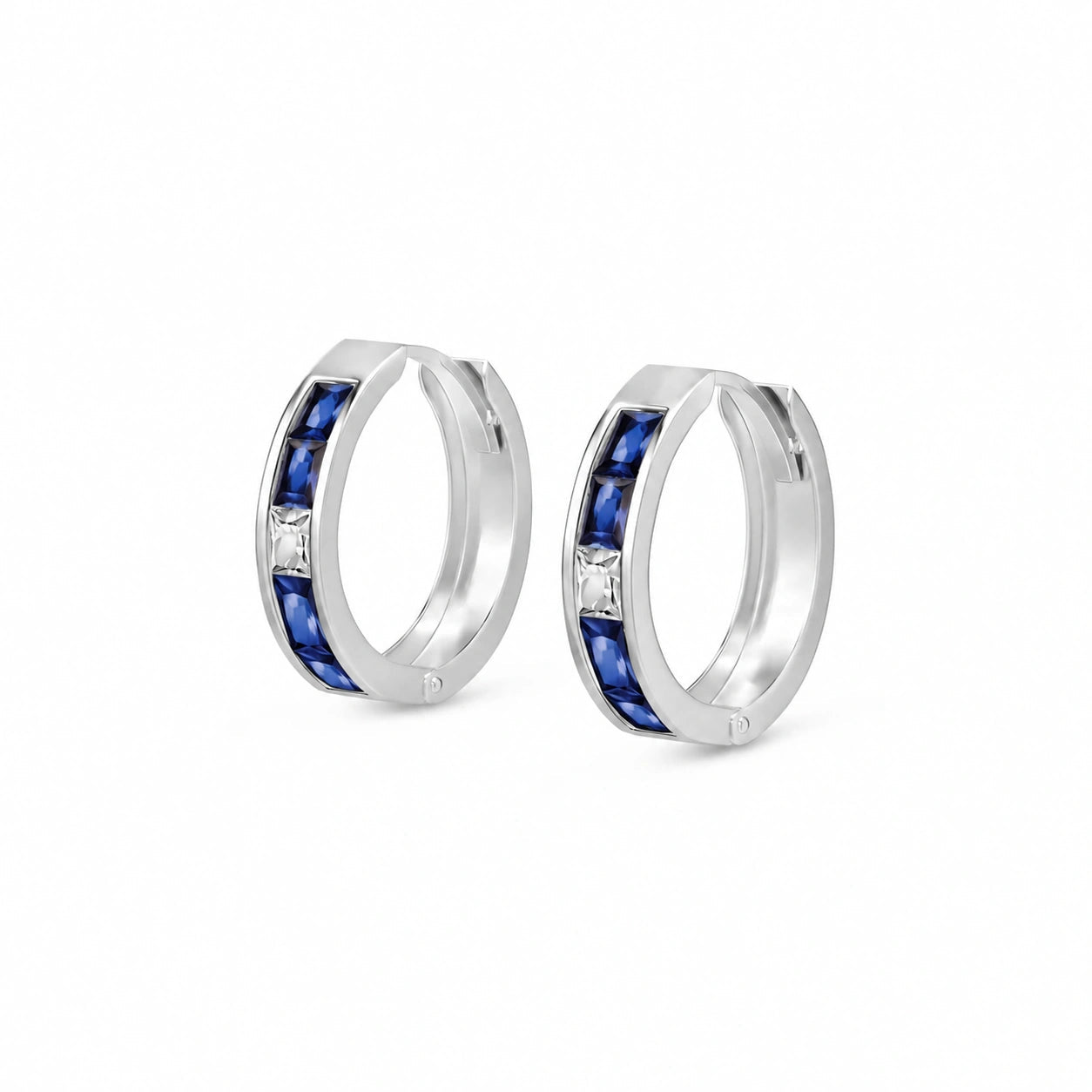White Gold Huggie Earrings White Topaz 10K — Drusilla