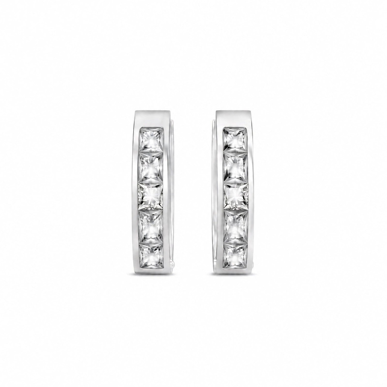 White Gold Huggie Earrings White Topaz 10K — Drusilla