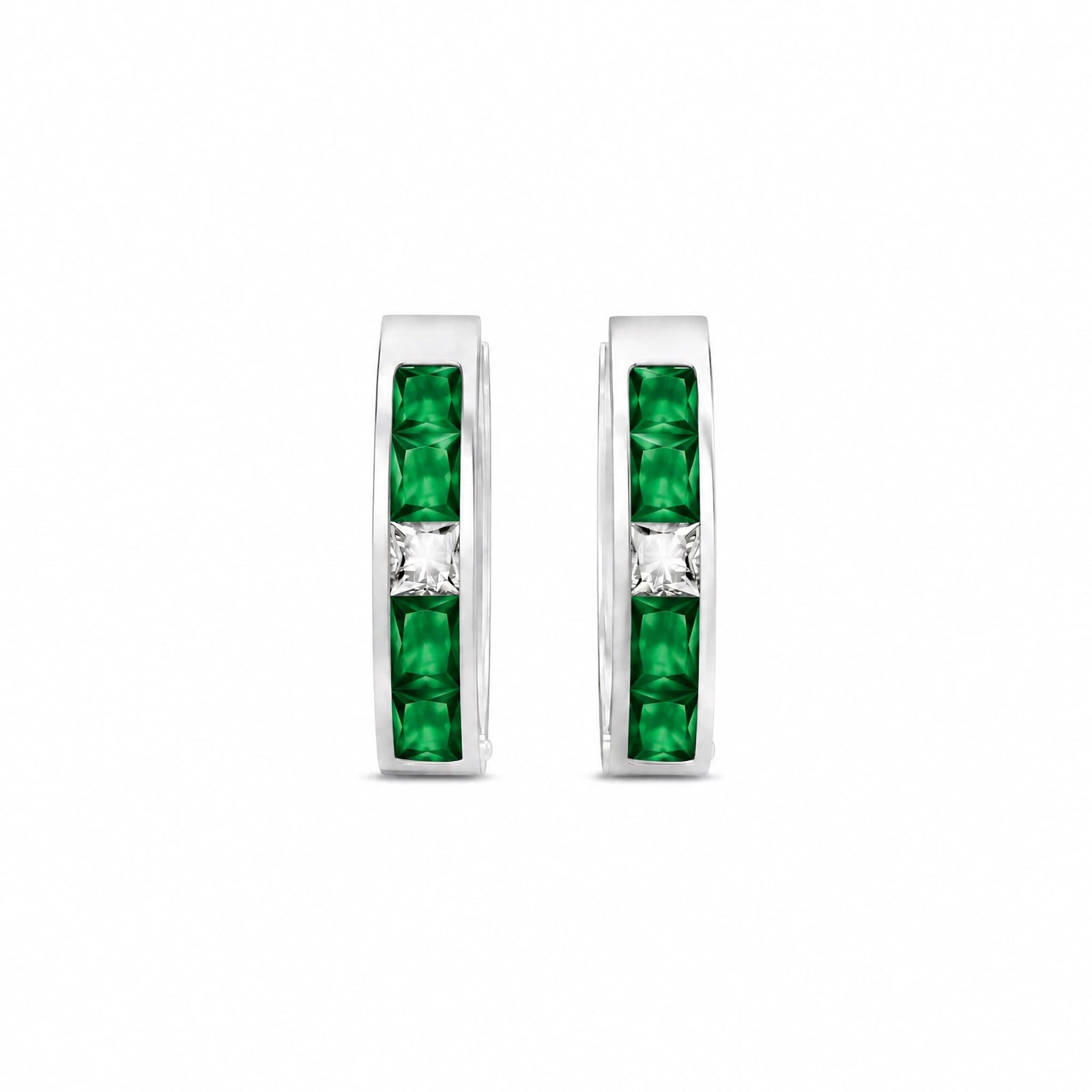 White Gold Huggie Earrings White Topaz 10K — Drusilla
