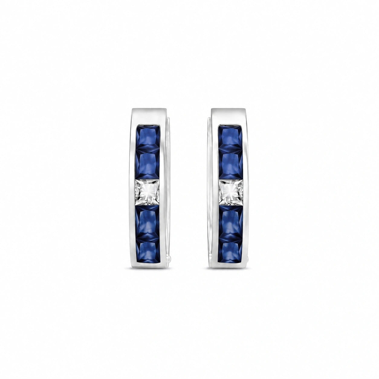 White Gold Huggie Earrings White Topaz 10K — Drusilla