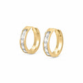 Yellow Gold Huggie Earrings White Topaz 10K — Drusilla