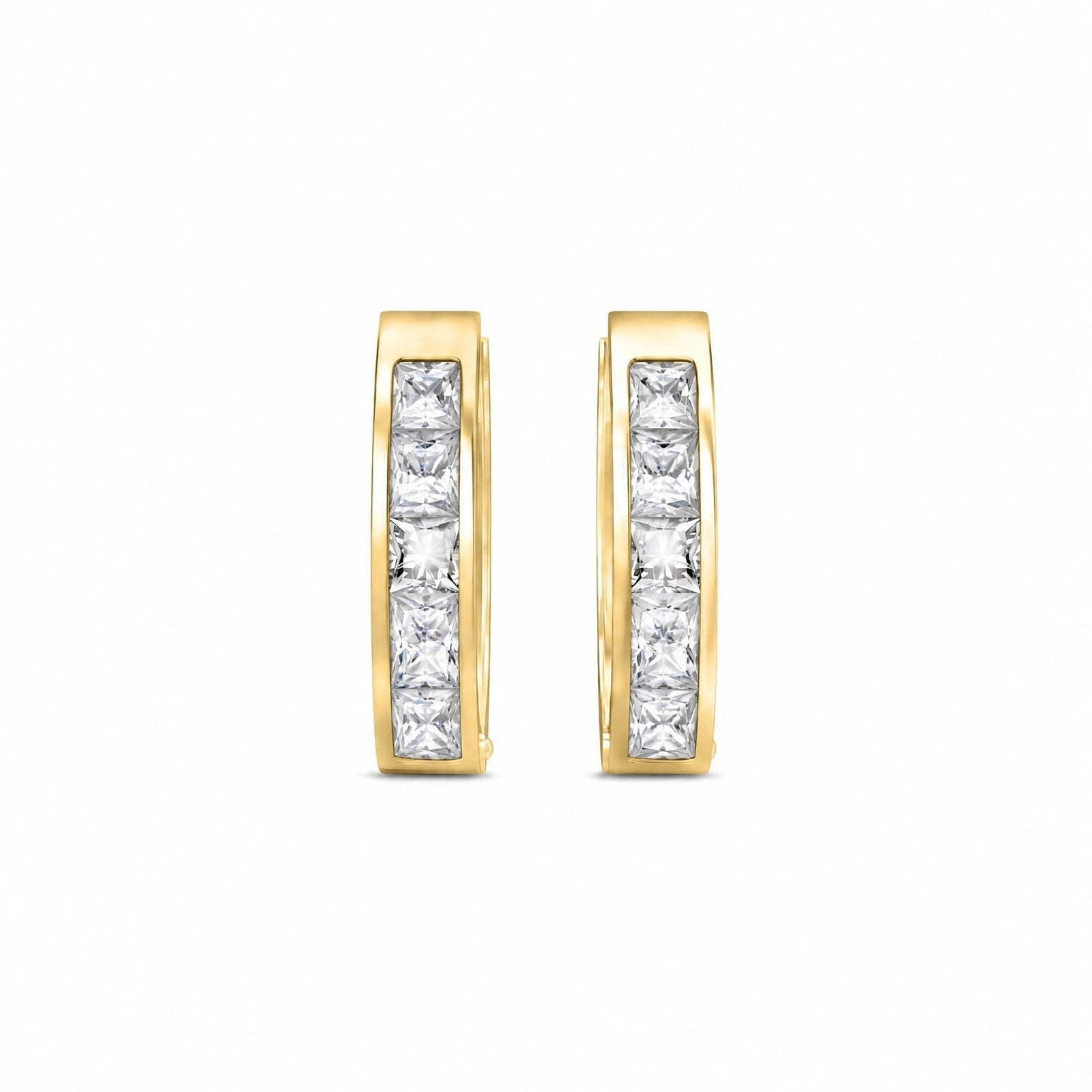 Yellow Gold Huggie Earrings White Topaz 10K — Drusilla