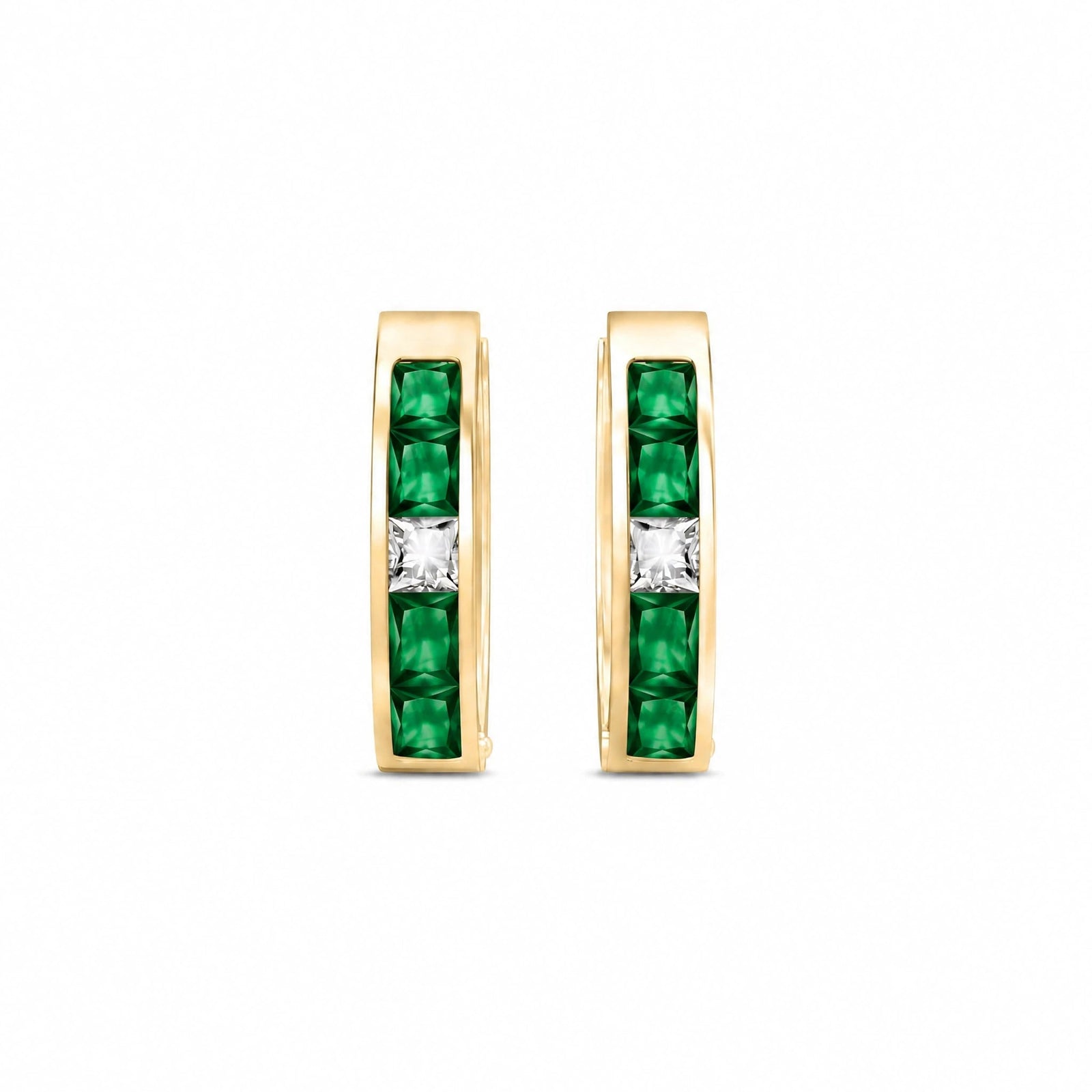 Yellow Gold Huggie Earrings White Topaz 10K — Drusilla
