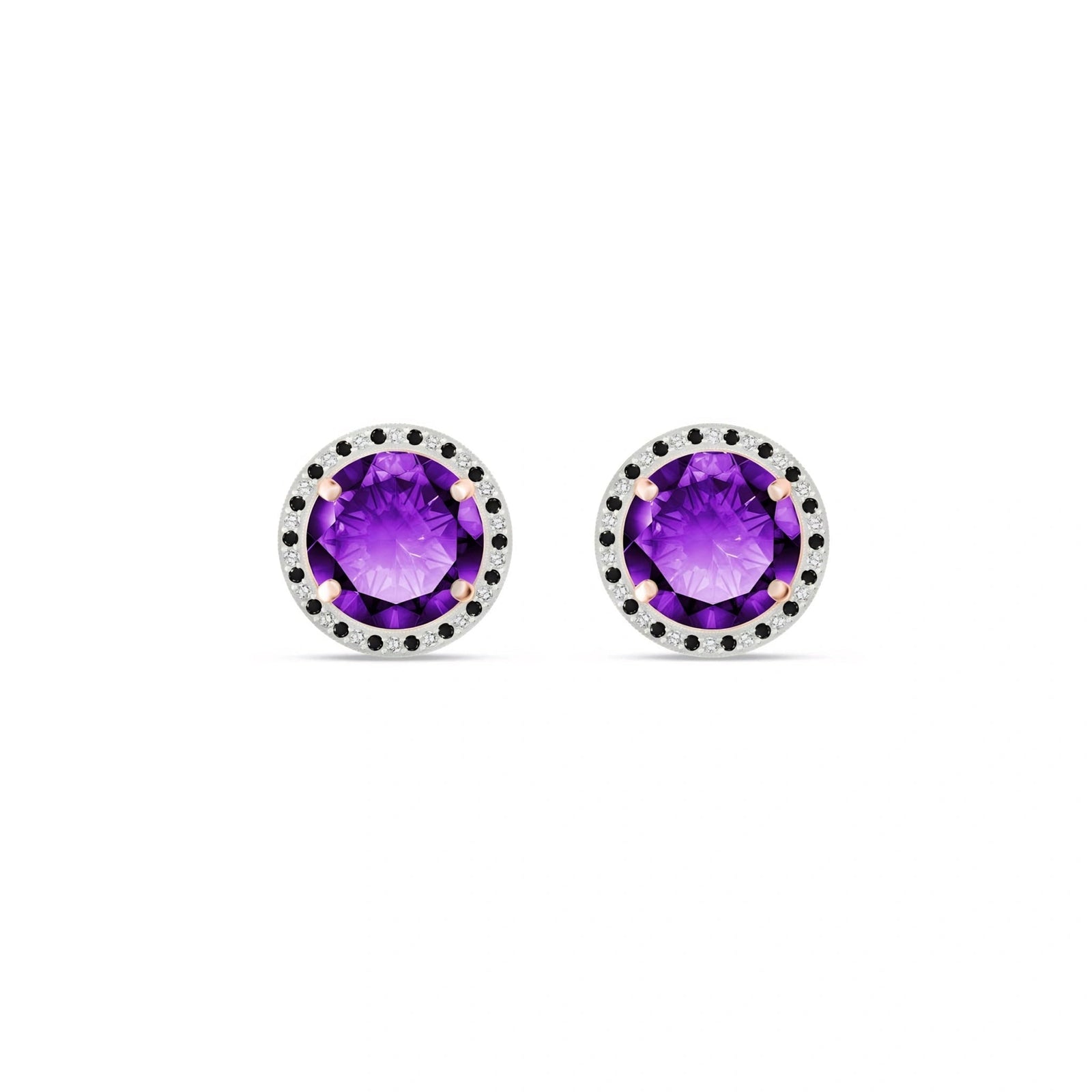 Rose Gold Earrings Amethyst 10K — Arabella