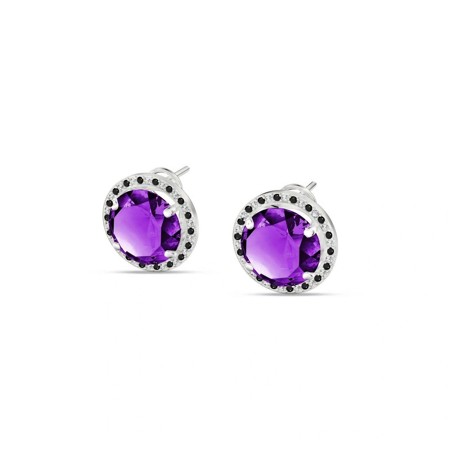 White Gold Earrings Amethyst 10K — Arabella