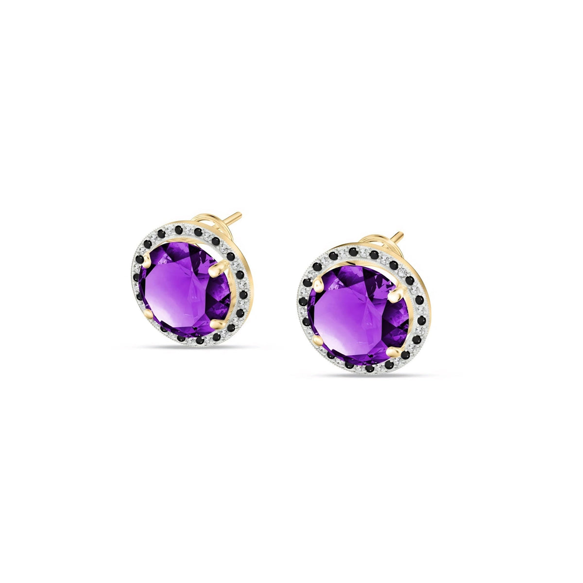 Yellow Gold Earrings Amethyst 10K — Arabella