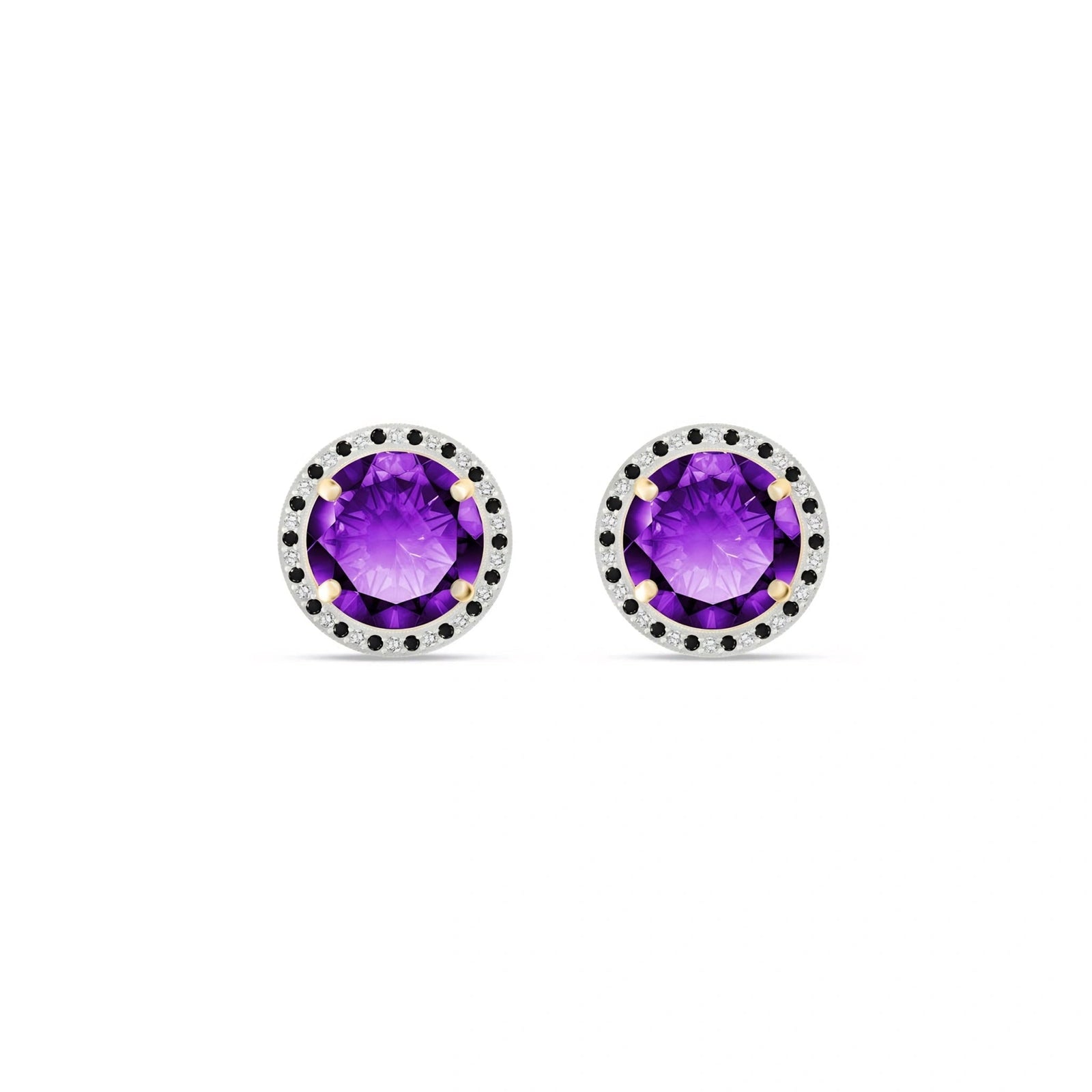 Yellow Gold Earrings Amethyst 10K — Arabella
